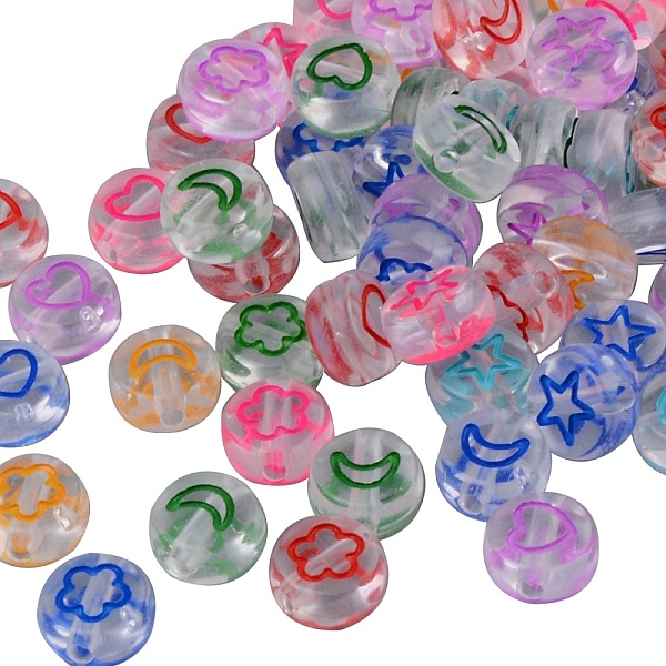 PandaHall Transparent Clear Acrylic Enamel Beads, Flat Round with Mixed Color Star & Moon & Flower & Heart, 7x4mm, Hole: 1.5mm, about..., Multicolor
PandaHall Transparent Clear Acrylic Enamel Beads, Flat Round with Mixed Color Star & Moon & Flower & Heart, 7x4mm, Hole: 1.5mm, about..., Multicolor