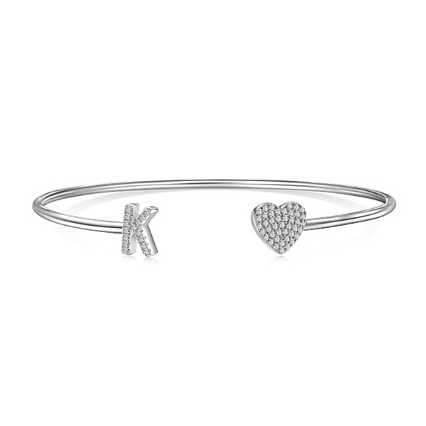 PandaHall Heart & Letter Rhodium Plated 925 Sterling Silver Micro Pave Cubic Zirconia Cuff Bangles for Women, Letter K, 0.2~0.8cm, Inner...
PandaHall Heart & Letter Rhodium Plated 925 Sterling Silver Micro Pave Cubic Zirconia Cuff Bangles for Women, Letter K, 0.2~0.8cm, Inner...