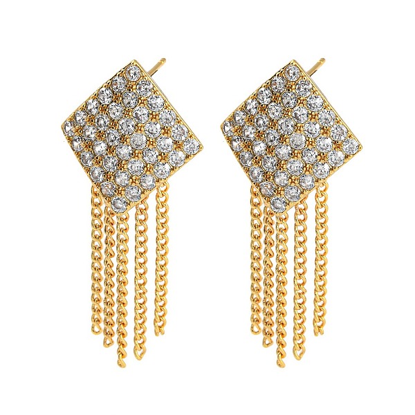 PandaHall Clear Cubic Zirconia Rhombus Stud Earrings, Rack Plating Brass Chains Tassel Earrings, Long-Lasting Plated, Cadmium Free & Lead...
PandaHall Clear Cubic Zirconia Rhombus Stud Earrings, Rack Plating Brass Chains Tassel Earrings, Long-Lasting Plated, Cadmium Free & Lead...