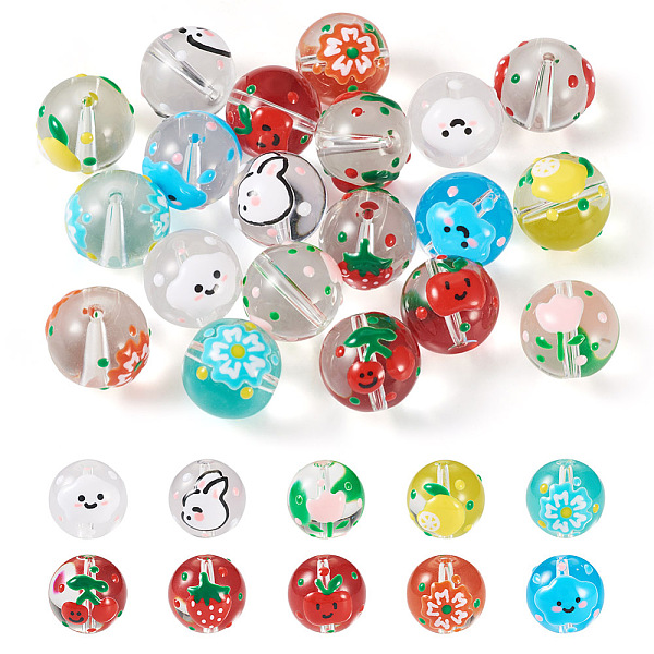 PandaHall 20Pcs 10 Colors Transparent Glass Beads, with Flower & Cloud & Flower & Fruit & Rabbit Enamel Pattern, Round, Mixed Color..., Multicolor
PandaHall 20Pcs 10 Colors Transparent Glass Beads, with Flower & Cloud & Flower & Fruit & Rabbit Enamel Pattern, Round, Mixed Color..., Multicolor