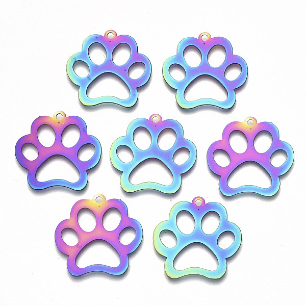 PandaHall Ion Plating(IP) 201 Stainless Steel Pet Pendants, Etched Metal Embellishments, Cat Footprint, Rainbow Color, 26x26.5x0.3mm, Hole...
PandaHall Ion Plating(IP) 201 Stainless Steel Pet Pendants, Etched Metal Embellishments, Cat Footprint, Rainbow Color, 26x26.5x0.3mm, Hole...