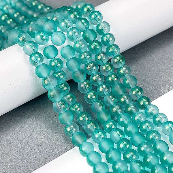 PandaHall Frosted Transparent Glass Bead Strands, with Gold Powder, Round, Dark Turquoise, 6mm, Hole: 1mm, about 146pcs/strand, 31.02''...
PandaHall Frosted Transparent Glass Bead Strands, with Gold Powder, Round, Dark Turquoise, 6mm, Hole: 1mm, about 146pcs/strand, 31.02''...