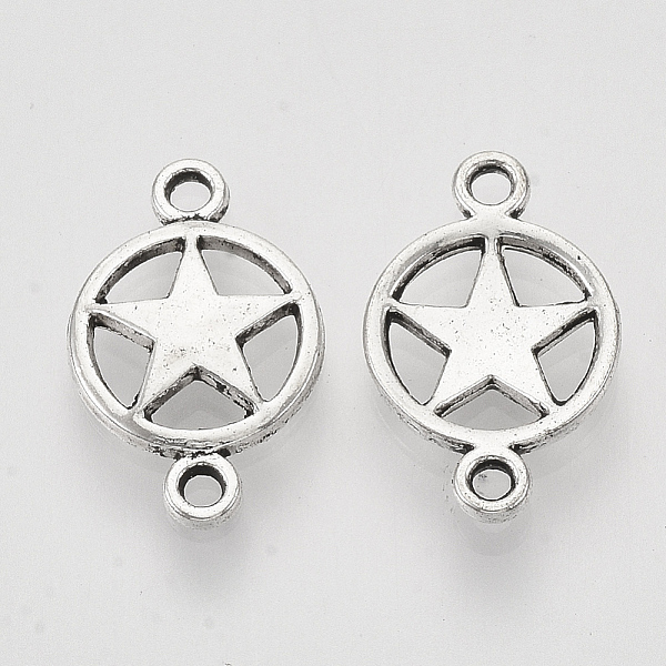 PandaHall Tibetan Style Alloy Pentacle Links connectors, Flat Round with Star, Cadmium Free & Lead Free, Antique Silver, 15.5x10x2mm, Hole...
PandaHall Tibetan Style Alloy Pentacle Links connectors, Flat Round with Star, Cadmium Free & Lead Free, Antique Silver, 15.5x10x2mm, Hole...