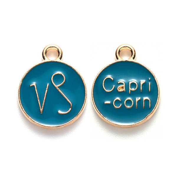 PandaHall Alloy Enamel Pendants, Cadmium Free & Lead Free, Flat Round with Constellation, Light Gold, Dark Cyan, Capricorn, 15x12x2mm, Hole...
PandaHall Alloy Enamel Pendants, Cadmium Free & Lead Free, Flat Round with Constellation, Light Gold, Dark Cyan, Capricorn, 15x12x2mm, Hole...