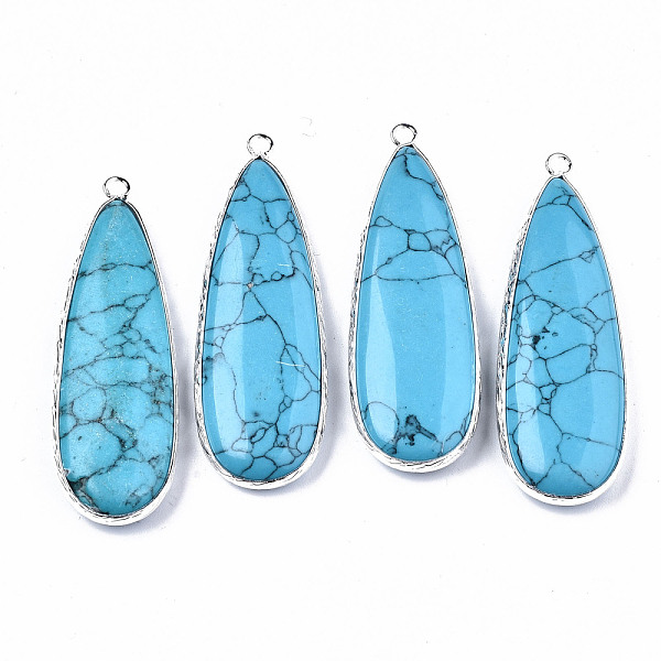 PandaHall Synthetic Turquoise Big Pendants, with Platinum Tone Brass Edge and Platinum Brass Settings, Teardrop, 56x18~19x7mm, Hole: 2.5mm..., Green
PandaHall Synthetic Turquoise Big Pendants, with Platinum Tone Brass Edge and Platinum Brass Settings, Teardrop, 56x18~19x7mm, Hole: 2.5mm..., Green