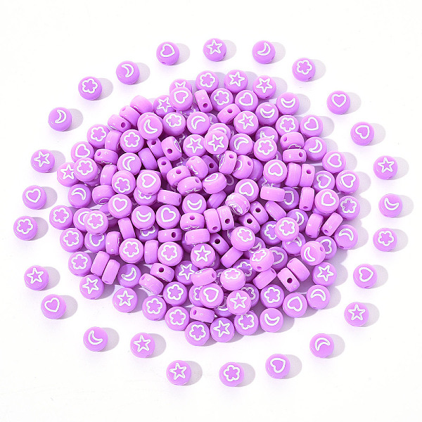 PandaHall Opaque Acrylic Beads, Flat Round with White Heart & Flower & Moon & Star, Lilac, 7x4mm, Hole: 1.6mm, 200pcs/set Acrylic Flat Round..., Purple
PandaHall Opaque Acrylic Beads, Flat Round with White Heart & Flower & Moon & Star, Lilac, 7x4mm, Hole: 1.6mm, 200pcs/set Acrylic Flat Round..., Purple