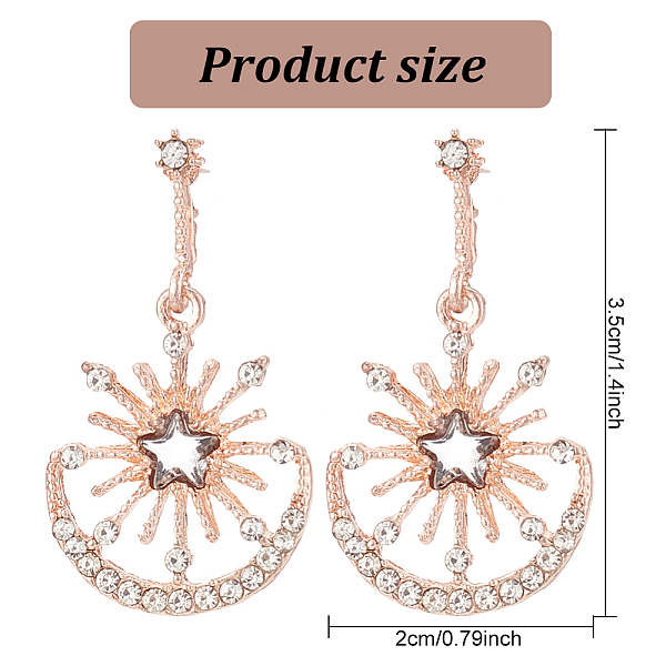 PandaHall ANATTASOUL 3 Pairs 3 Colors Crystal Rhinstone Sun with Moon Dangle Stud Earrings, Alloy Jewelry for Women, Mixed Color, 35mm, Pin...
PandaHall ANATTASOUL 3 Pairs 3 Colors Crystal Rhinstone Sun with Moon Dangle Stud Earrings, Alloy Jewelry for Women, Mixed Color, 35mm, Pin...