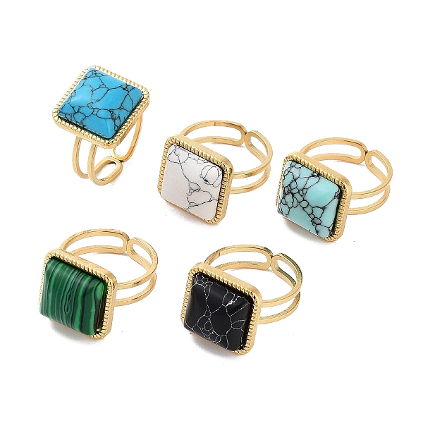PandaHall Ion Plating(IP) 304 Stainless Steel Ring, Adjustable Synthesize Mixed Stone Rings, Square, 15x15mm, Inner Diameter: Adjustable...
PandaHall Ion Plating(IP) 304 Stainless Steel Ring, Adjustable Synthesize Mixed Stone Rings, Square, 15x15mm, Inner Diameter: Adjustable...