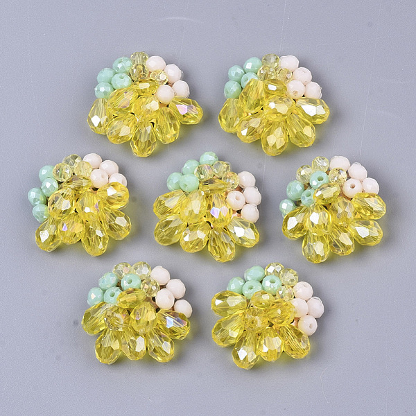 PandaHall Handmade Woven Glass Cabochons, with Faceted Glass Beads and Light Gold Plated Brass Perforated Disc Settings, Flower, Yellow...
PandaHall Handmade Woven Glass Cabochons, with Faceted Glass Beads and Light Gold Plated Brass Perforated Disc Settings, Flower, Yellow...