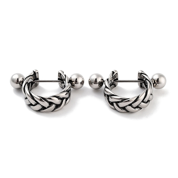 PandaHall Braided 316 Surgical Stainless Steel Shield Barbell Hoop Earrings, Cartilage Earrings for Women, Antique Silver, 14x6mm 316...
PandaHall Braided 316 Surgical Stainless Steel Shield Barbell Hoop Earrings, Cartilage Earrings for Women, Antique Silver, 14x6mm 316...