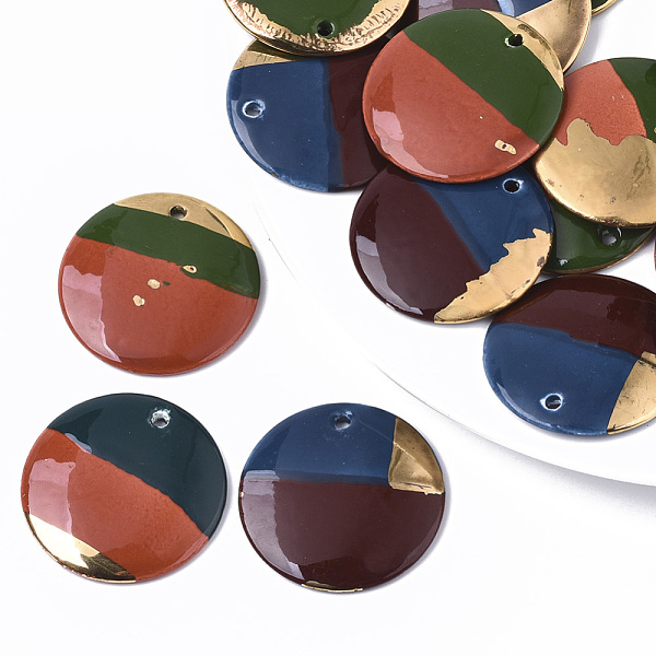 PandaHall Handmade Porcelain Pendants, Ornamental with Gold, Flat Round, Mixed Color, 39x4.5mm, Hole: 2.5mm Porcelain Flat Round Multicolor
PandaHall Handmade Porcelain Pendants, Ornamental with Gold, Flat Round, Mixed Color, 39x4.5mm, Hole: 2.5mm Porcelain Flat Round Multicolor
