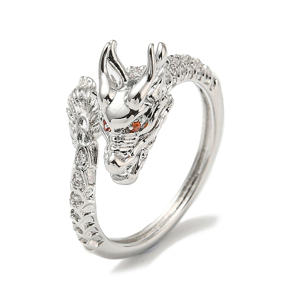 PandaHall Dragon Brass with Cubic Zirconia Open Cuff Ring, Real Platinum Plated, Inner Diameter: 17.6mm Brass+Cubic Zirconia Dragon
PandaHall Dragon Brass with Cubic Zirconia Open Cuff Ring, Real Platinum Plated, Inner Diameter: 17.6mm Brass+Cubic Zirconia Dragon