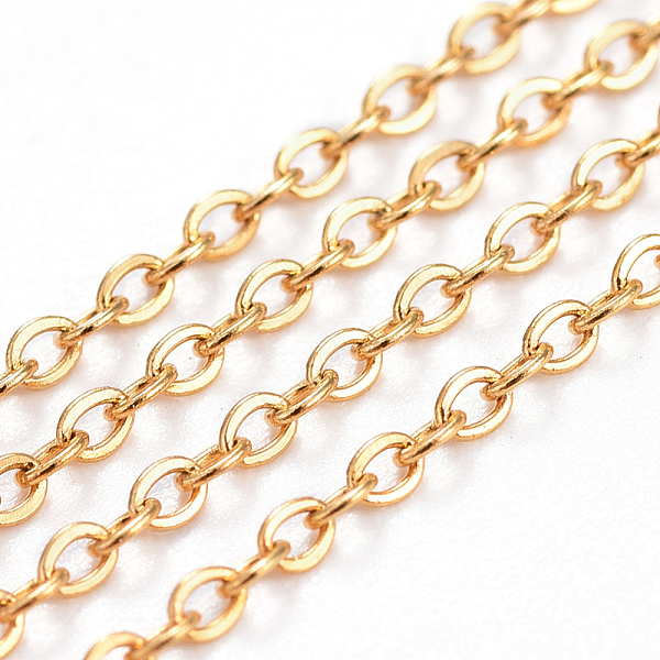 PandaHall Handmade Ion Plating(IP) 304 Stainless Steel Cable Chains, Soldered, with Spool, Flat Oval, Golden, 1.5x1.2x0.2mm, about 65.61...
PandaHall Handmade Ion Plating(IP) 304 Stainless Steel Cable Chains, Soldered, with Spool, Flat Oval, Golden, 1.5x1.2x0.2mm, about 65.61...