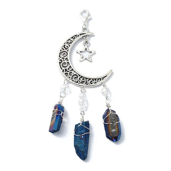 PandaHall Dyed Natural Quartz Crystal Pendant Decorations, Nuggets & Moon, Prussian Blue, 95~100mm Quartz Crystal Moon
PandaHall Dyed Natural Quartz Crystal Pendant Decorations, Nuggets & Moon, Prussian Blue, 95~100mm Quartz Crystal Moon