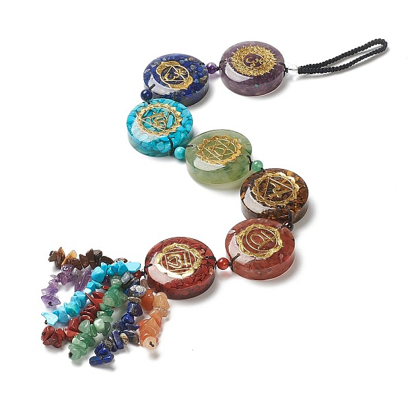 PandaHall Natural & Synthetic Gemstone Chakra Hanging Pendant Decorations, with Nylon Cord, Flat Round & Chips, 445mm Mixed Stone Flat Round
PandaHall Natural & Synthetic Gemstone Chakra Hanging Pendant Decorations, with Nylon Cord, Flat Round & Chips, 445mm Mixed Stone Flat Round