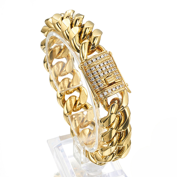 PandaHall Stainless Steel Curb Chain Bracelet with Rhinestone Clasps, Golden, 7-1/8 inch(18cm) Stainless Steel Clear
PandaHall Stainless Steel Curb Chain Bracelet with Rhinestone Clasps, Golden, 7-1/8 inch(18cm) Stainless Steel Clear