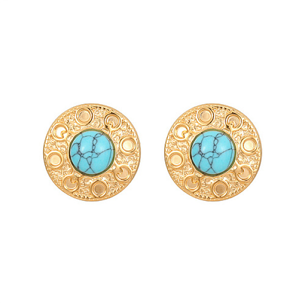 PandaHall Synthetic Turquoise Flat Round Stud Earrings, Golden 304 Stainless Steel Earrings, 22mm Synthetic Turquoise Flat Round
PandaHall Synthetic Turquoise Flat Round Stud Earrings, Golden 304 Stainless Steel Earrings, 22mm Synthetic Turquoise Flat Round