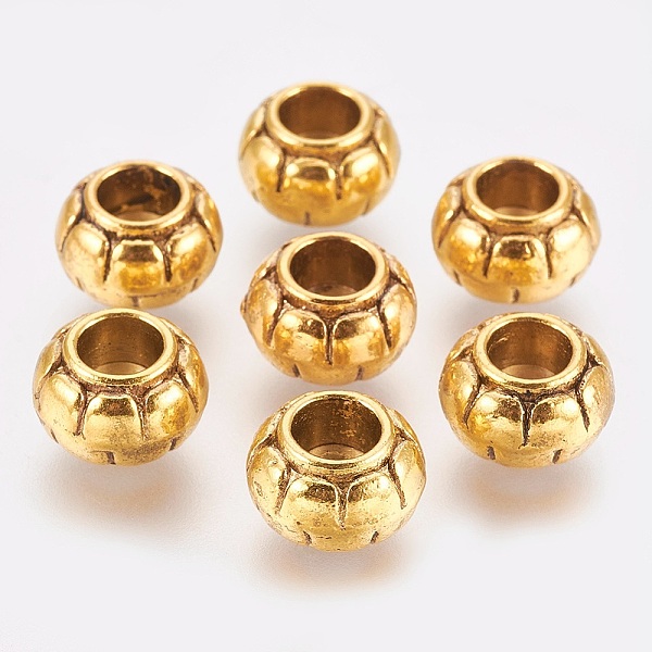 PandaHall Alloy European Beads, Tibetan Style, Lead Free and Cadmium Free, Antique Golden, Rondelle, about 11.5mm long, 8.5mm wide, hole...
PandaHall Alloy European Beads, Tibetan Style, Lead Free and Cadmium Free, Antique Golden, Rondelle, about 11.5mm long, 8.5mm wide, hole...