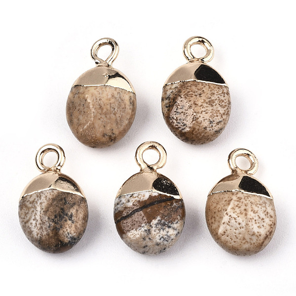 PandaHall Natural Picture Jasper Charms, Top Light Gold Plated, with Iron Loop, Oval, Faceted, 14~15x8x5mm, Hole: 1.8mm Picture Jasper Oval
PandaHall Natural Picture Jasper Charms, Top Light Gold Plated, with Iron Loop, Oval, Faceted, 14~15x8x5mm, Hole: 1.8mm Picture Jasper Oval
