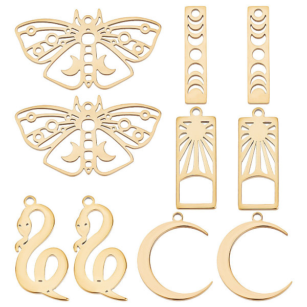 PandaHall Beebeecraft 10Pcs/Box 5 Style Animal Moon Charms 18K Gold Plated Stainless Steel Butterfly Snake Moon Sun Tarot DIY Dangle Making...
PandaHall Beebeecraft 10Pcs/Box 5 Style Animal Moon Charms 18K Gold Plated Stainless Steel Butterfly Snake Moon Sun Tarot DIY Dangle Making...