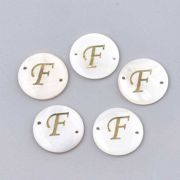 PandaHall Freshwater Shell Links connectors, with Brass Findings, Flat Round, Golden, Letter.F, 20~21x3mm, Hole: 1.2mm Shell Letter F White
PandaHall Freshwater Shell Links connectors, with Brass Findings, Flat Round, Golden, Letter.F, 20~21x3mm, Hole: 1.2mm Shell Letter F White