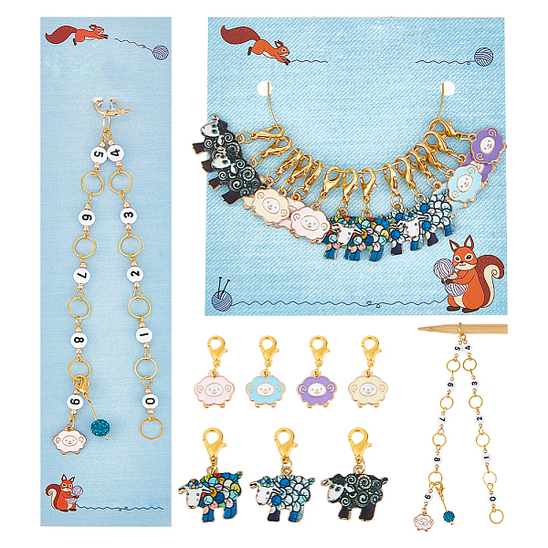 PandaHall Knitting Row Counter Chains & Locking Stitch Markers Kits, with Sheep Alloy Enamel Pendant and Acrylic Beads, Mixed Color..., Multicolor
PandaHall Knitting Row Counter Chains & Locking Stitch Markers Kits, with Sheep Alloy Enamel Pendant and Acrylic Beads, Mixed Color..., Multicolor