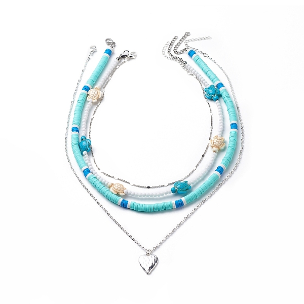 PandaHall 4Pcs 4 Style Alloy Heart Pendant Necklaces Set, with Tortoise Dyed Synthetic Turquoise Tortoise & Polymer Clay Disc Beaded..., Green
PandaHall 4Pcs 4 Style Alloy Heart Pendant Necklaces Set, with Tortoise Dyed Synthetic Turquoise Tortoise & Polymer Clay Disc Beaded..., Green