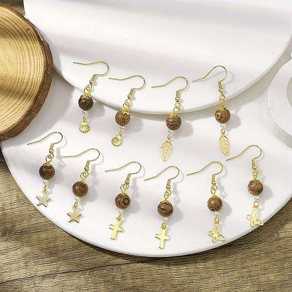 PandaHall 5 Pairs 5 Styles 304 Stainless Steel & Wenge Wood Dangle Eearrings, Shell & Leaf & Star & Cross & Butterfly Dangle Earrings for...
PandaHall 5 Pairs 5 Styles 304 Stainless Steel & Wenge Wood Dangle Eearrings, Shell & Leaf & Star & Cross & Butterfly Dangle Earrings for...