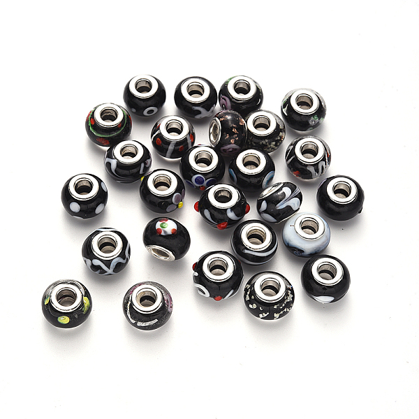 PandaHall Handmade Lampwork European Beads, Bumpy, Large Hole Rondelle Beads, with Platinum Tone Brass Double Cores, Mixed Color..., Multicolor
PandaHall Handmade Lampwork European Beads, Bumpy, Large Hole Rondelle Beads, with Platinum Tone Brass Double Cores, Mixed Color..., Multicolor