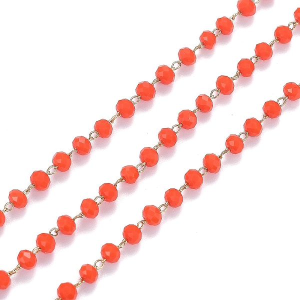 PandaHall Brass Handmade Faceted Glass Beaded Chains, with Spool, Soldered, Long-Lasting Plated, Real 18K Gold Plated, Rondelle, Orange Red...
PandaHall Brass Handmade Faceted Glass Beaded Chains, with Spool, Soldered, Long-Lasting Plated, Real 18K Gold Plated, Rondelle, Orange Red...