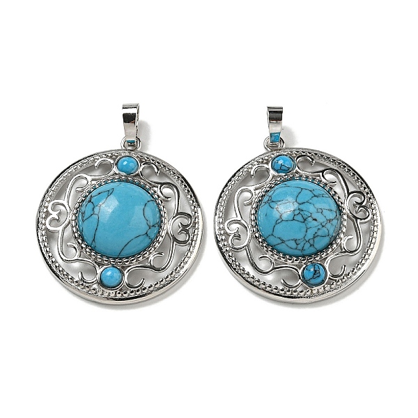 PandaHall Synthetic Blue Turquoise Pendants, Rack Plating Brass Hollow Flat Round Charms, Cadmium Free & Lead Free, Platinum, 36.5x33x9.5mm...
PandaHall Synthetic Blue Turquoise Pendants, Rack Plating Brass Hollow Flat Round Charms, Cadmium Free & Lead Free, Platinum, 36.5x33x9.5mm...
