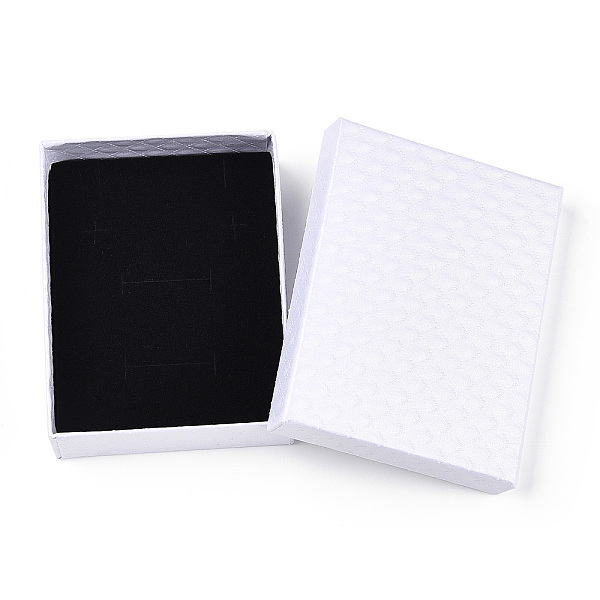 PandaHall Rhombus Textured Cardboard Jewelry Boxes, with Black Sponge, for Jewelry Gift Packaging, Rectangle, White, 9x7x2.6cm; Inside...
PandaHall Rhombus Textured Cardboard Jewelry Boxes, with Black Sponge, for Jewelry Gift Packaging, Rectangle, White, 9x7x2.6cm; Inside...