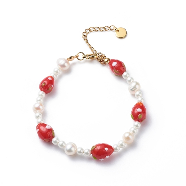 PandaHall 3D Lampwork Strawberry & Shell Pearl Beaded Bracelet for Women, Red, 7-1/2 inch(19cm) Shell Pearl Red
PandaHall 3D Lampwork Strawberry & Shell Pearl Beaded Bracelet for Women, Red, 7-1/2 inch(19cm) Shell Pearl Red