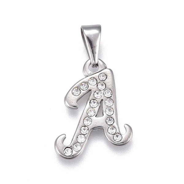 PandaHall 304 Stainless Steel Pendants, with Rhinestone, Letter, Letter.A, 22.5x17x2mm, Hole: 3~3.5x7.5~8mm Stainless Steel+Rhinestone..., Clear
PandaHall 304 Stainless Steel Pendants, with Rhinestone, Letter, Letter.A, 22.5x17x2mm, Hole: 3~3.5x7.5~8mm Stainless Steel+Rhinestone..., Clear