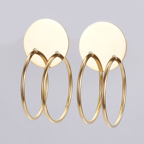 PandaHall 304 Stainless Steel Dangle Stud Earrings, Hypoallergenic Earrings, Flat Round with Ring, Golden, 51x25x35mm, Pin: 0.8mm 304...
PandaHall 304 Stainless Steel Dangle Stud Earrings, Hypoallergenic Earrings, Flat Round with Ring, Golden, 51x25x35mm, Pin: 0.8mm 304...