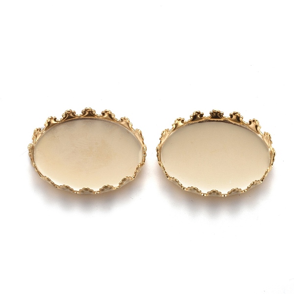 PandaHall 201 Stainless Steel Cabochon Settings, Lace Edge Bezel Cups, Oval, Golden, Tray: 18x13mm, 19x14x4mm 201 Stainless Steel Oval
PandaHall 201 Stainless Steel Cabochon Settings, Lace Edge Bezel Cups, Oval, Golden, Tray: 18x13mm, 19x14x4mm 201 Stainless Steel Oval