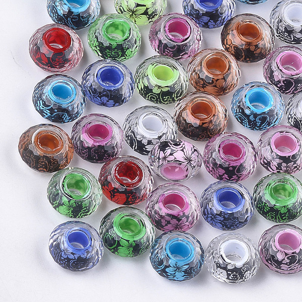 PandaHall Resin European Beads, Large Hole Beads, Faceted, Rondelle, Flower Pattern, Mixed Color, 14x8mm, Hole: 4.5~5mm Resin Rondelle..., Multicolor
PandaHall Resin European Beads, Large Hole Beads, Faceted, Rondelle, Flower Pattern, Mixed Color, 14x8mm, Hole: 4.5~5mm Resin Rondelle..., Multicolor