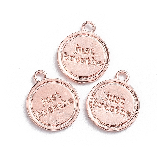 PandaHall Brass Charms, Flat Round with Word Just Breathe, Rose Gold, 14.5x12x1mm, Hole: 1.6mm Brass Flat Round
PandaHall Brass Charms, Flat Round with Word Just Breathe, Rose Gold, 14.5x12x1mm, Hole: 1.6mm Brass Flat Round
