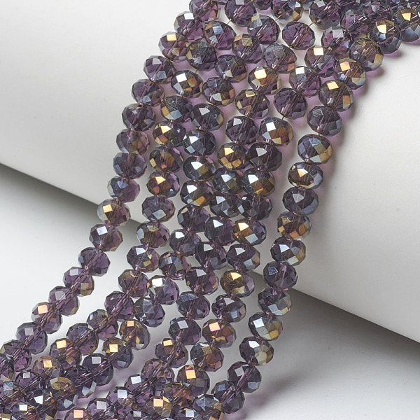 PandaHall Electroplate Transparent Glass Beads Strands, Half Rainbow Plated, Faceted, Rondelle, Dark Violet, 4x3mm, Hole: 0.4mm, about..., Purple
PandaHall Electroplate Transparent Glass Beads Strands, Half Rainbow Plated, Faceted, Rondelle, Dark Violet, 4x3mm, Hole: 0.4mm, about..., Purple