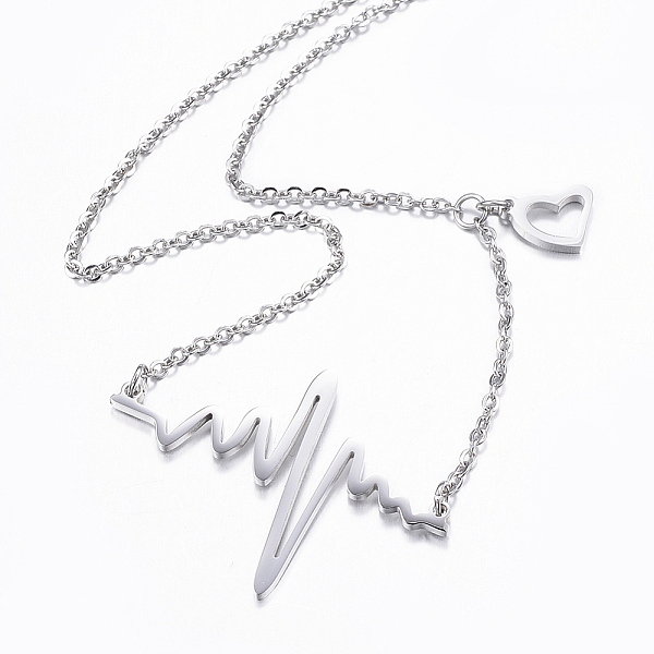 PandaHall 304 Stainless Steel Pendant Necklaces, Heartbeat, Stainless Steel Color, 18.1 inch(46cm) 304 Stainless Steel
PandaHall 304 Stainless Steel Pendant Necklaces, Heartbeat, Stainless Steel Color, 18.1 inch(46cm) 304 Stainless Steel