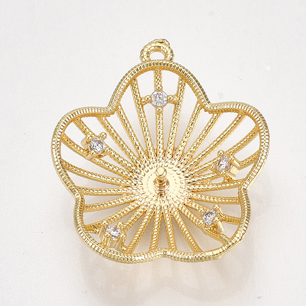 PandaHall Brass Cubic Zirconia Peg Bails Pendants, For Half Drilled Bead, Flower, Clear, Nickel Free, Real 18K Gold Plated, 22x19x5mm, Hole...
PandaHall Brass Cubic Zirconia Peg Bails Pendants, For Half Drilled Bead, Flower, Clear, Nickel Free, Real 18K Gold Plated, 22x19x5mm, Hole...