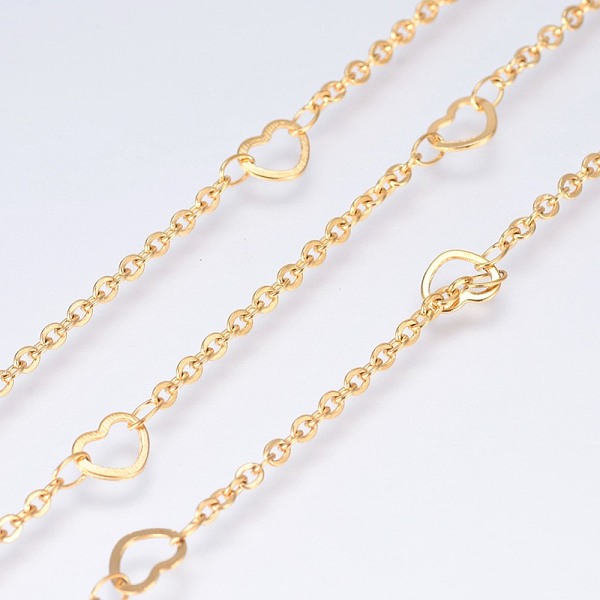 PandaHall Ion Plating(IP) 304 Stainless Steel Cable Chains, with Heart Link, Soldered, with Spool, Flat Oval, Golden, 5x6.4x0.4mm, Link...
PandaHall Ion Plating(IP) 304 Stainless Steel Cable Chains, with Heart Link, Soldered, with Spool, Flat Oval, Golden, 5x6.4x0.4mm, Link...