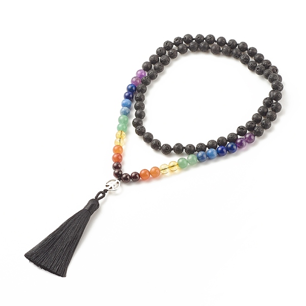 PandaHall 7 Chakra Buddhist Necklace, Natural & Synthetic Mixed Gemstone Round Beaded Necklace with Alloy Peace Sign and Big Tassel for...
PandaHall 7 Chakra Buddhist Necklace, Natural & Synthetic Mixed Gemstone Round Beaded Necklace with Alloy Peace Sign and Big Tassel for...