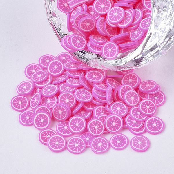 PandaHall Handmade Polymer Clay Cabochons, Lemon, Fuchsia, 5~6x0.5~0.8mm, about 33330pcs/500g Polymer Clay Fruit Pink
PandaHall Handmade Polymer Clay Cabochons, Lemon, Fuchsia, 5~6x0.5~0.8mm, about 33330pcs/500g Polymer Clay Fruit Pink
