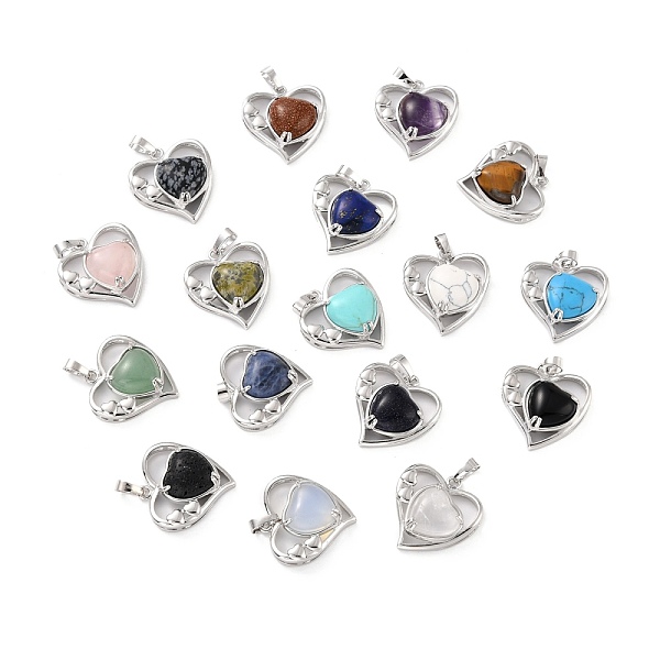 PandaHall Natural & Synthetic Gemstone Pendants, with Platinum Tone Brass Findings, Cadmium Free & Lead Free, Heart, Valentine's Day...
PandaHall Natural & Synthetic Gemstone Pendants, with Platinum Tone Brass Findings, Cadmium Free & Lead Free, Heart, Valentine's Day...