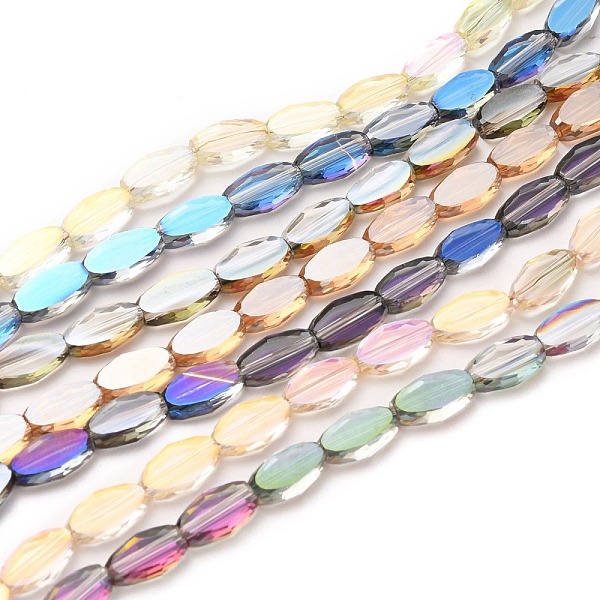 PandaHall Transparent Electroplate Glass Beads Strands, Faceted, Oval, Mixed Color, 10.5x6x3mm, Hole: 1.2mm, about 50pcs/Strand..., Multicolor
PandaHall Transparent Electroplate Glass Beads Strands, Faceted, Oval, Mixed Color, 10.5x6x3mm, Hole: 1.2mm, about 50pcs/Strand..., Multicolor