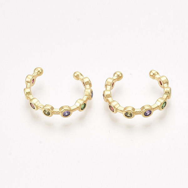PandaHall Brass Cubic Zirconia Cuff Earrings, Golden, Colorful, 14x3mm Cubic Zirconia
PandaHall Brass Cubic Zirconia Cuff Earrings, Golden, Colorful, 14x3mm Cubic Zirconia