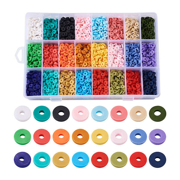 PandaHall Handmade Polymer Clay Beads, Disc/Flat Round, Heishi Beads, Mixed Color, 6x1mm, Hole: 2mm, 24colors, about 200~220pc/color..., Multicolor
PandaHall Handmade Polymer Clay Beads, Disc/Flat Round, Heishi Beads, Mixed Color, 6x1mm, Hole: 2mm, 24colors, about 200~220pc/color..., Multicolor