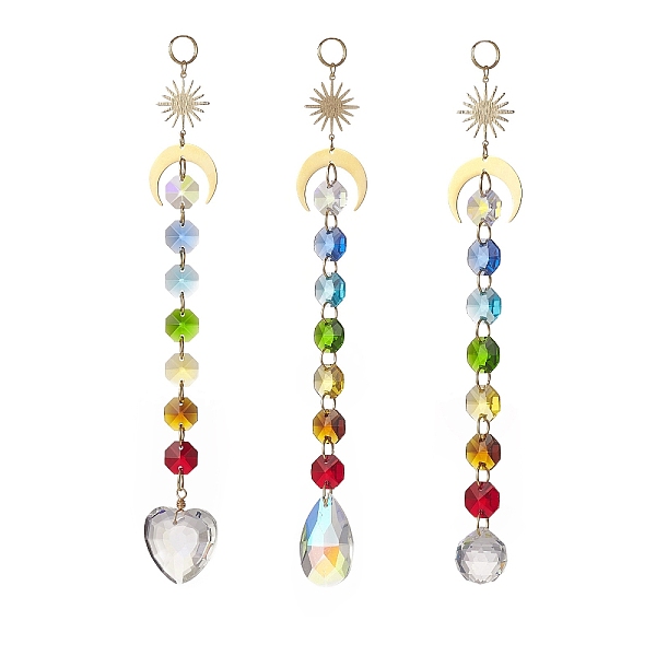 PandaHall AB Color Glass Heart Teardrop Round Hanging Suncatcher Pendant Decoration, with Glass Octagon Bead and Brass Sun & Moon Link, for..., Multicolor
PandaHall AB Color Glass Heart Teardrop Round Hanging Suncatcher Pendant Decoration, with Glass Octagon Bead and Brass Sun & Moon Link, for..., Multicolor