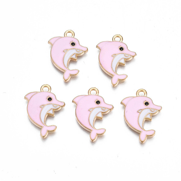 PandaHall Alloy Enamel Pendants, Cadmium Free & Nickel Free & Lead Free, Light Gold, Dolphin, Pearl Pink, 21x15x2mm, Hole: 1.8mm...
PandaHall Alloy Enamel Pendants, Cadmium Free & Nickel Free & Lead Free, Light Gold, Dolphin, Pearl Pink, 21x15x2mm, Hole: 1.8mm...